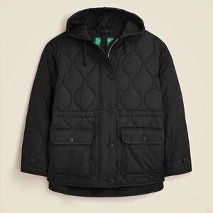 J. Crew Oslo Jacket PrimaLoft Hooded Quilted Black Size L